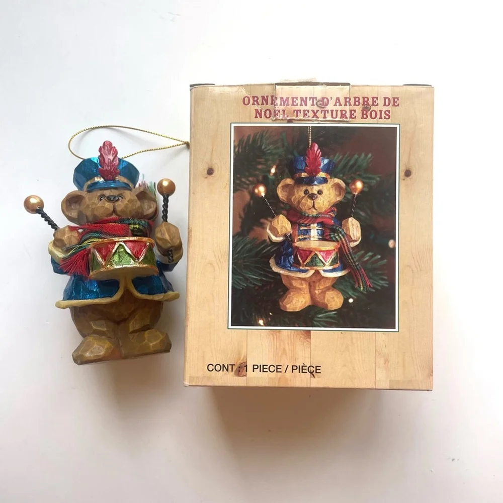 Festive Bear Ornament with Drum holliday christmas tree decoration
